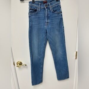 MOTHER Straight Leg Denim Jeans in Classic Blue